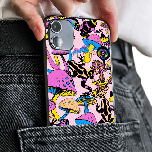 Magic Mushrooms and Frogs Phone Case in Pastel